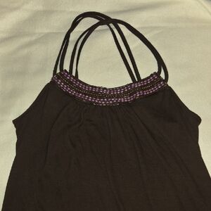 Beaded Halter Tank Top - Black with Purple Beading 💚🩵🩷